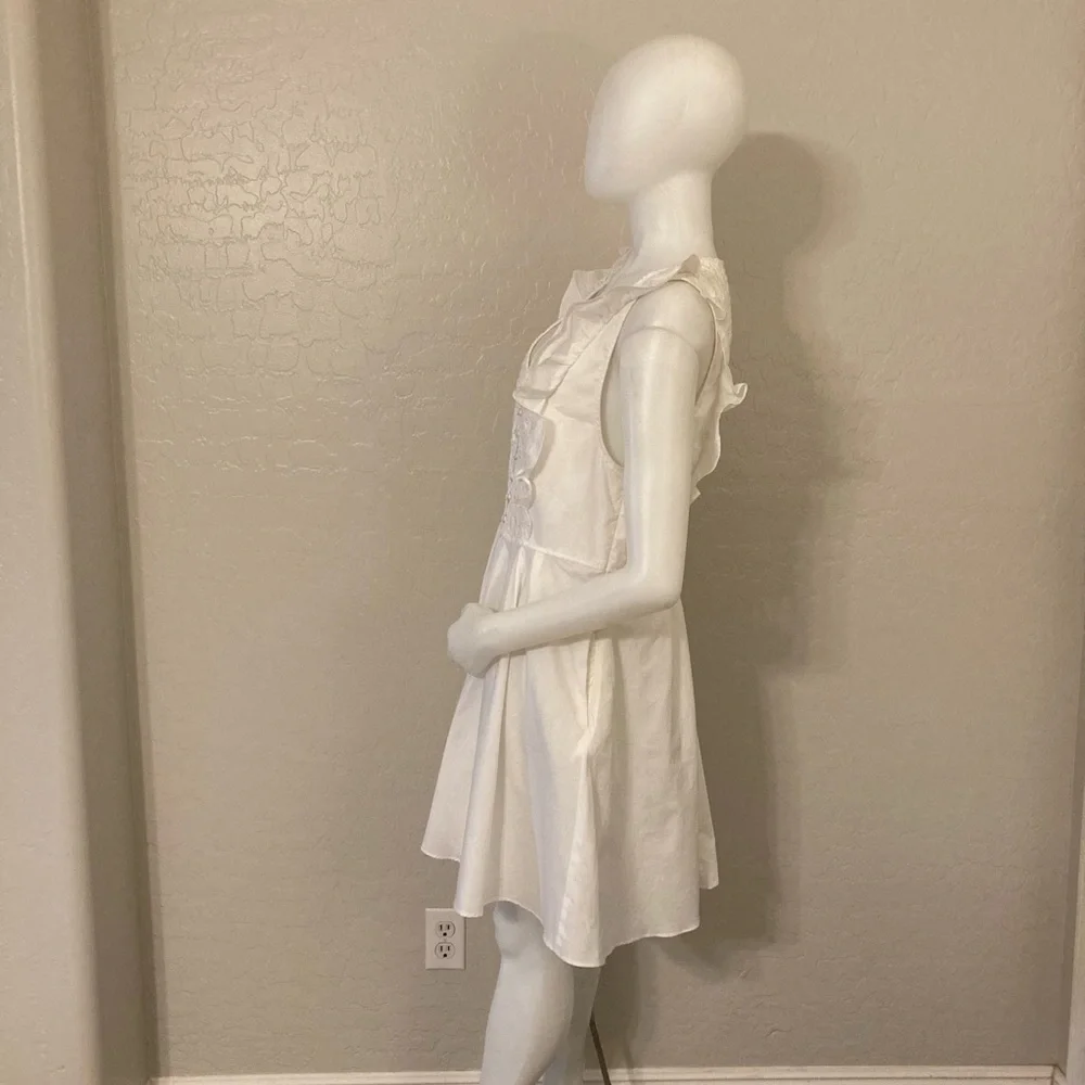 Free People Women Half Moon Crochet Ruffle Embroidered Dress In White Sz Large